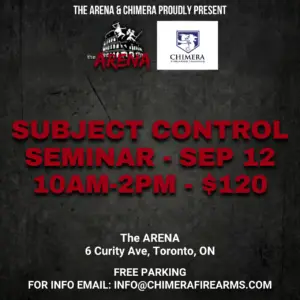 Subject Control & Force on Force Scenario Training only – Saturday, September 12th 2026 – 10am-2pm – The Arena, Toronto